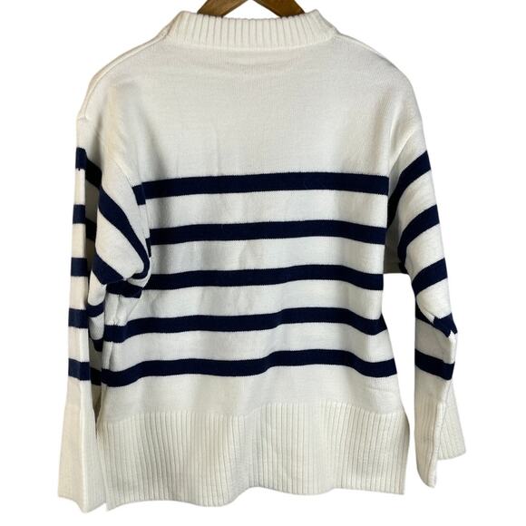 Nautical Striped Crewneck Boxed Cozy Stretchy Banded Sweater Size Medium - Picture 2 of 8